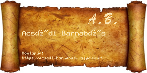 Acsádi Barnabás névjegykártya