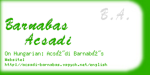 barnabas acsadi business card